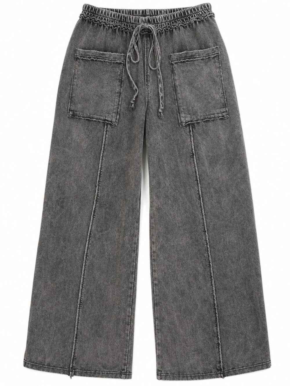 #1220 Mineral Washed Basic Solid Cropped pants Gray J Her
